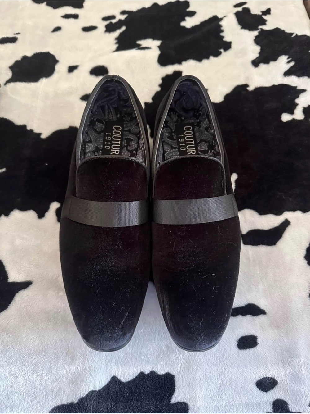 Men's Black Velvet Slip-On Loafers